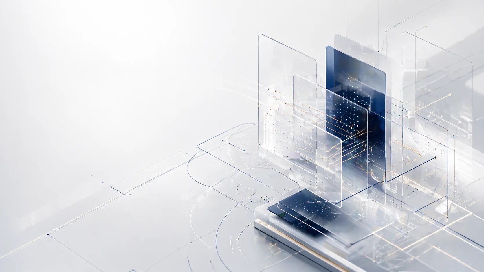 ガラスのレイヤーで構造を表現したビジュアル